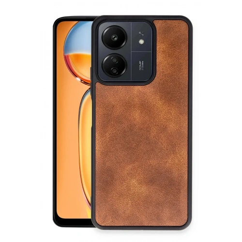 Mey İthalat®   Redmi 13C Kılıf Aras Deri Kapak - Taba