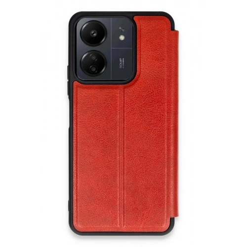 Mey İthalat®   Redmi 13C Kılıf Flip Cover - Kırmızı