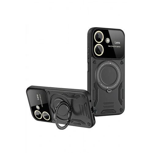 Mey İthalat®   Redmi 13C Kılıf Joy Lens Standlı Kapak - Siyah