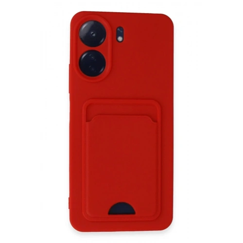 Mey İthalat®   Redmi 13C Kılıf Kelvin Kartvizitli Silikon - Kırmızı