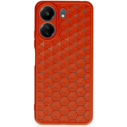 Mey İthalat®   Redmi 13C Kılıf Petek Silikon Kapak - Kırmızı