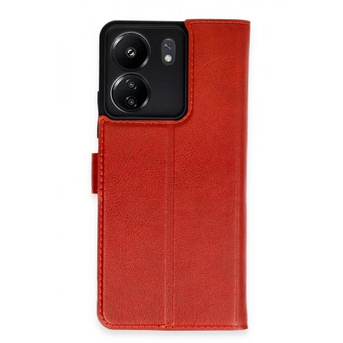 Mey İthalat®   Redmi 13C Kılıf Trend S Plus Kapaklı Kılıf - Kırmızı