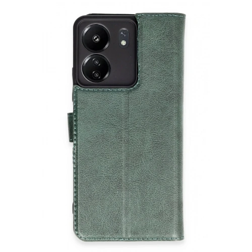 Mey İthalat®   Redmi 13C Kılıf Trend S Plus Kapaklı Kılıf - Yeşil
