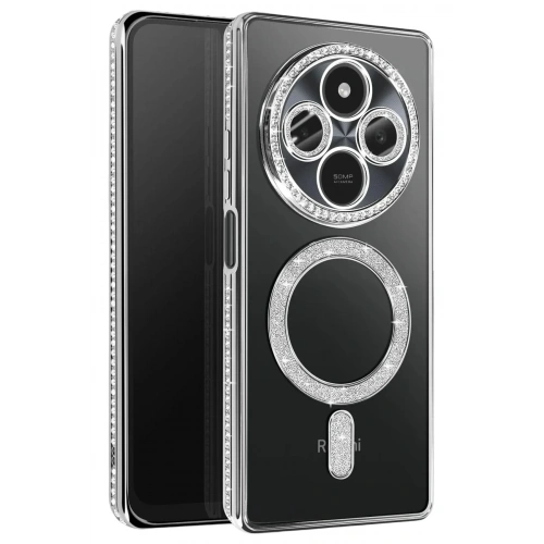 Mey İthalat®   Redmi 14C Joke Simli Magneticsafe Kılıf - Gümüş