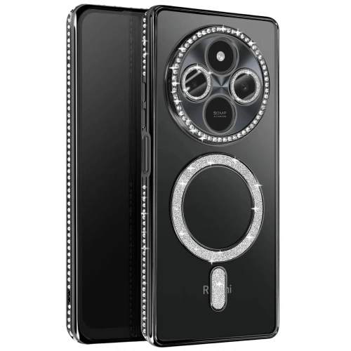 Mey İthalat®   Redmi 14C Joke Simli Magneticsafe Kılıf - Siyah