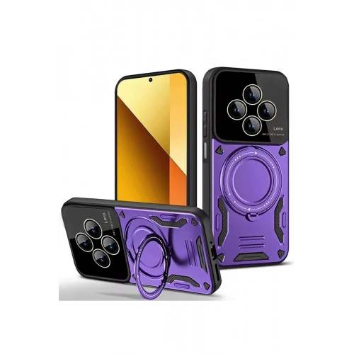 Mey İthalat®   Redmi 14C Kılıf Joy Lens Standlı Kapak - Mor