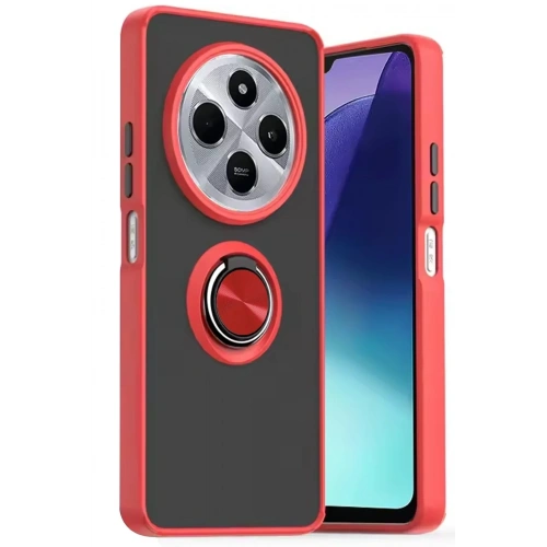 Mey İthalat®   Redmi 14C Kılıf Montreal Yüzüklü Silikon Kapak - Kırmızı