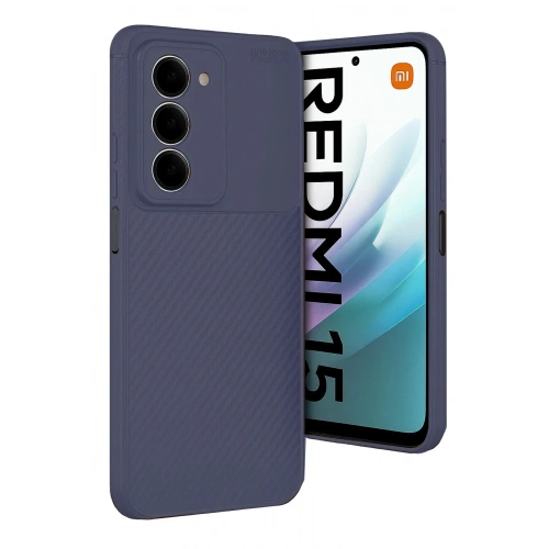 Mey İthalat®   Redmi 15 4G Auto Focus Karbon Kapak - Lacivert