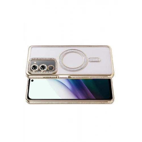 Mey İthalat®   Redmi 15 4G Joke Simli Magneticsafe Kılıf - Gold