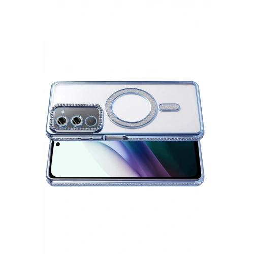 Mey İthalat®   Redmi 15 4G Joke Simli Magneticsafe Kılıf - Mavi