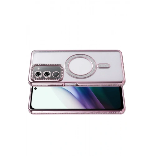 Mey İthalat®   Redmi 15 4G Joke Simli Magneticsafe Kılıf - Pembe