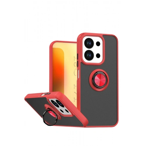 Mey İthalat®   Redmi 15C 4G Montreal Yüzüklü Silikon Kapak - Kırmızı