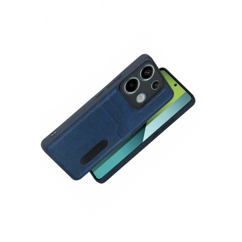 Mey İthalat®   Redmi 15C 4G Sara Kartvizitli Deri Kılıf - Lacivert