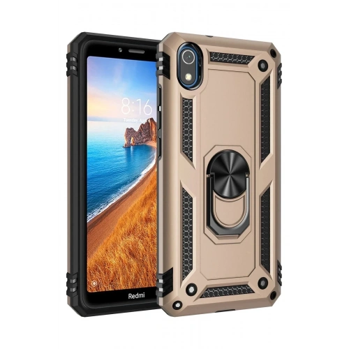 Mey İthalat®   Redmi 7A Kılıf Sofya Yüzüklü Silikon Kapak - Gold