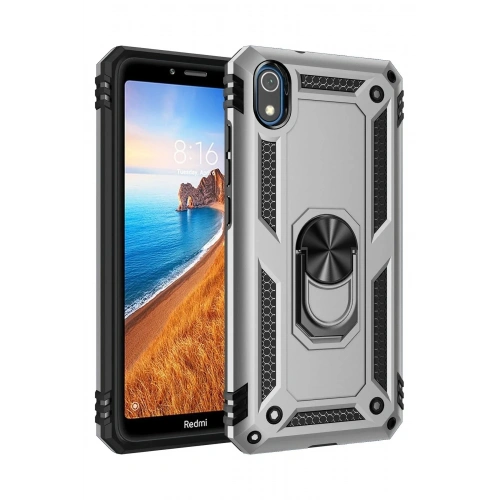 Mey İthalat®   Redmi 7A Kılıf Sofya Yüzüklü Silikon Kapak - Gümüş