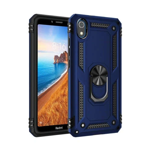 Mey İthalat®   Redmi 7A Kılıf Sofya Yüzüklü Silikon Kapak - Lacivert