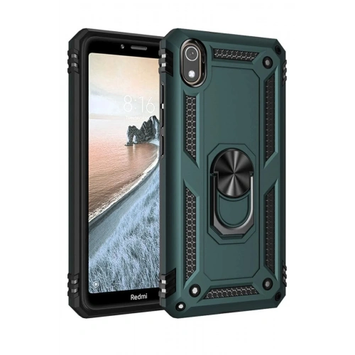 Mey İthalat®   Redmi 7A Kılıf Sofya Yüzüklü Silikon Kapak - Yeşil