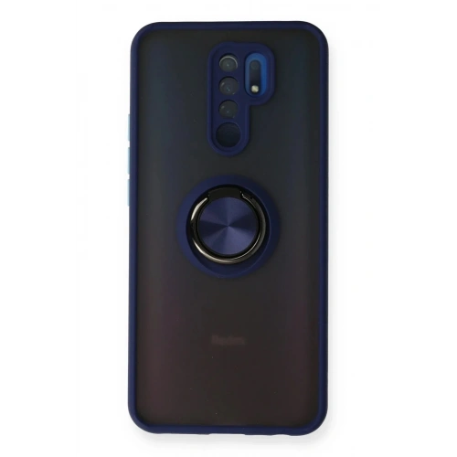 Mey İthalat®   Redmi 9 Kılıf Montreal Yüzüklü Silikon Kapak - Lacivert