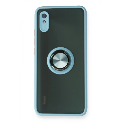 Mey İthalat®   Redmi 9A Kılıf Montreal Yüzüklü Silikon Kapak - Buz Mavi