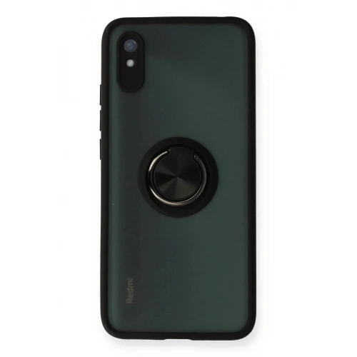 Mey İthalat®   Redmi 9A Kılıf Montreal Yüzüklü Silikon Kapak - Siyah