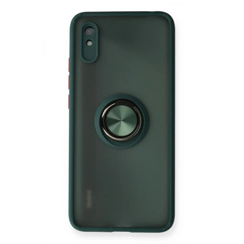 Mey İthalat®   Redmi 9A Kılıf Montreal Yüzüklü Silikon Kapak - Yeşil