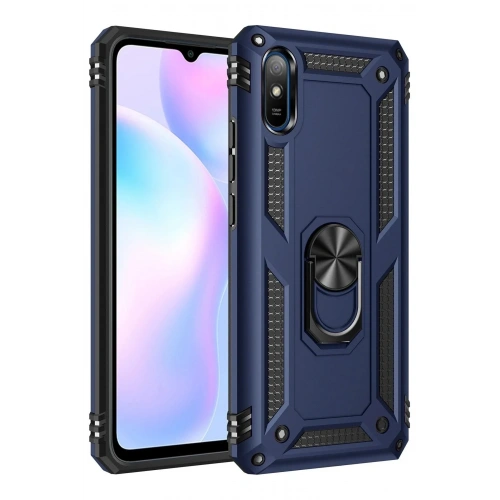 Mey İthalat®   Redmi 9A Kılıf Sofya Yüzüklü Silikon Kapak - Lacivert