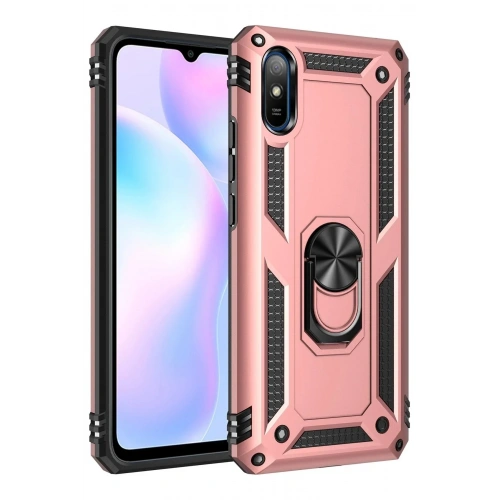 Mey İthalat®   Redmi 9A Kılıf Sofya Yüzüklü Silikon Kapak - Rose