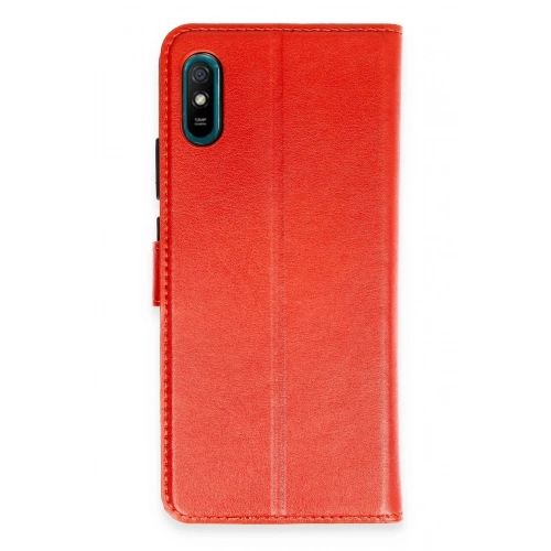 Mey İthalat®   Redmi 9A Kılıf Trend S Plus Kapaklı Kılıf - Kırmızı