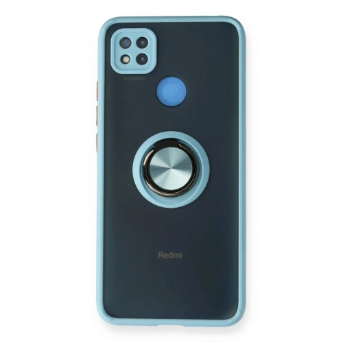 Mey İthalat®   Redmi 9C Kılıf Montreal Yüzüklü Silikon Kapak - Buz Mavi