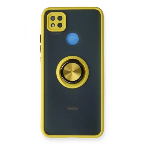 Mey İthalat®   Redmi 9C Kılıf Montreal Yüzüklü Silikon Kapak - Sarı