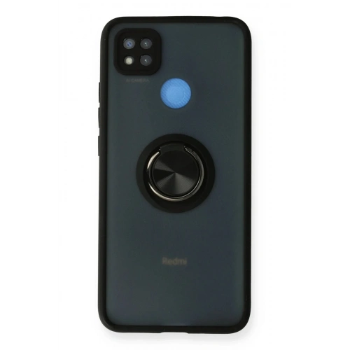 Mey İthalat®   Redmi 9C Kılıf Montreal Yüzüklü Silikon Kapak - Siyah