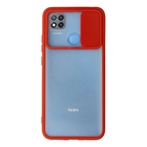 Mey İthalat®   Redmi 9C Kılıf Palm Buzlu Kamera Sürgülü Silikon - Kırmızı