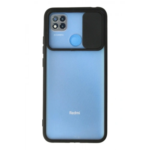 Mey İthalat®   Redmi 9C Kılıf Palm Buzlu Kamera Sürgülü Silikon - Siyah