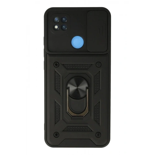 Mey İthalat®   Redmi 9C Kılıf Pars Lens Yüzüklü Silikon - Siyah
