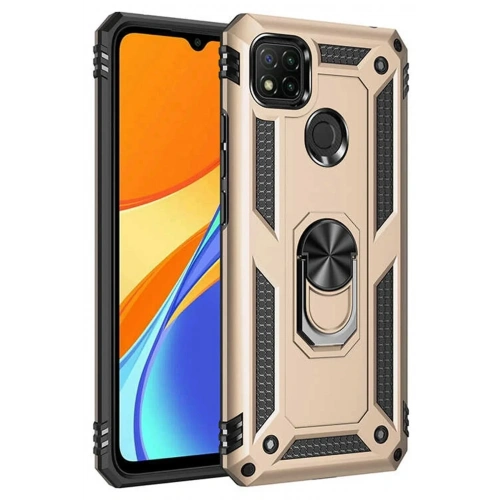 Mey İthalat®   Redmi 9C Kılıf Sofya Yüzüklü Silikon Kapak - Gold