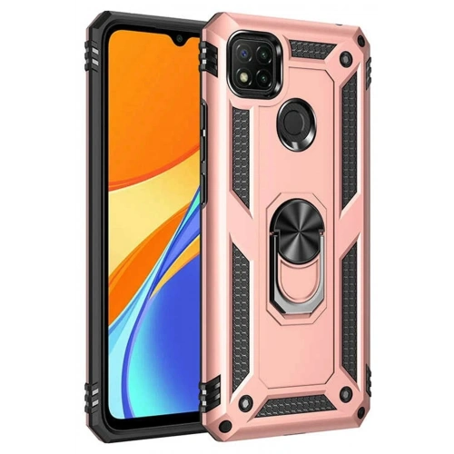 Mey İthalat®   Redmi 9C Kılıf Sofya Yüzüklü Silikon Kapak - Rose