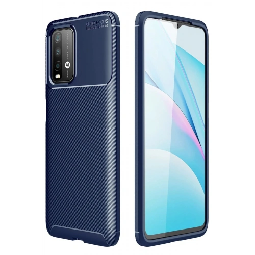 Mey İthalat®   Redmi 9T Kılıf Auto Focus Karbon Kapak - Lacivert