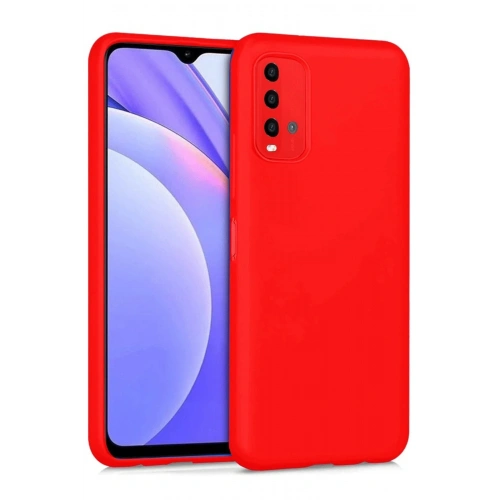 Mey İthalat®   Redmi 9T Kılıf Nano içi Kadife Silikon - Kırmızı