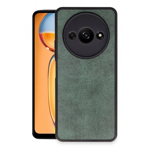 Mey İthalat®   Redmi A3 4G Kılıf Aras Deri Kapak - Koyu Yeşil