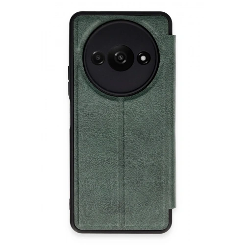 Mey İthalat®   Redmi A3 4G Kılıf Flip Cover - Koyu Yeşil