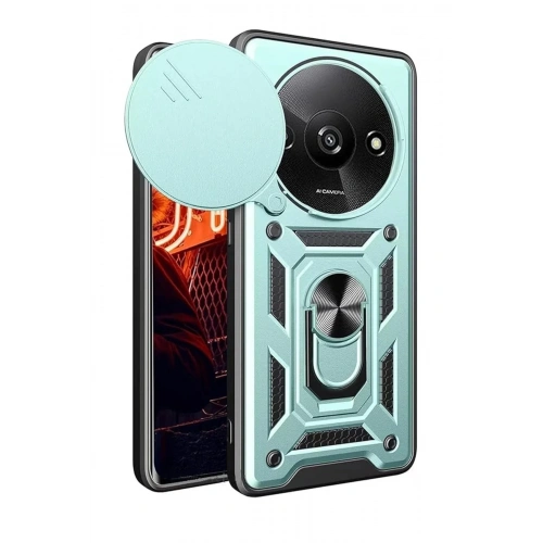 Mey İthalat®   Redmi A3 4G Kılıf Pars Lens Yüzüklü Silikon - Yeşil
