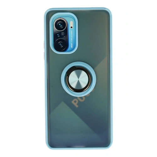 Mey İthalat®   Redmi K40 Kılıf Montreal Yüzüklü Silikon Kapak - Buz Mavi