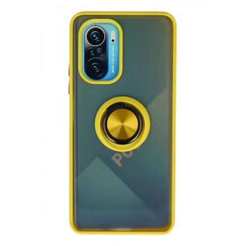 Mey İthalat®   Redmi K40 Kılıf Montreal Yüzüklü Silikon Kapak - Sarı