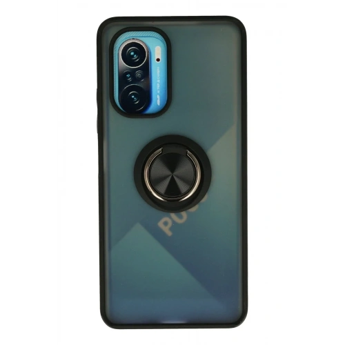 Mey İthalat®   Redmi K40 Kılıf Montreal Yüzüklü Silikon Kapak - Siyah