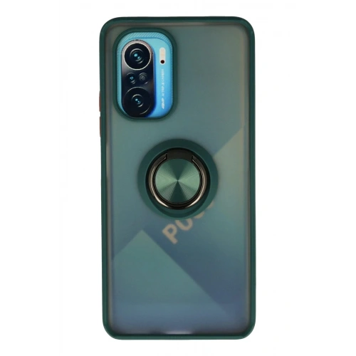 Mey İthalat®   Redmi K40 Kılıf Montreal Yüzüklü Silikon Kapak - Yeşil