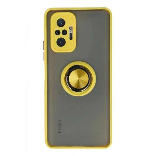 Mey İthalat®   Redmi Note 10 Pro Kılıf Montreal Yüzüklü Silikon Kapak - Sarı