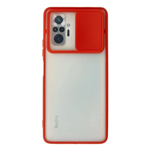 Mey İthalat®   Redmi Note 10 Pro Kılıf Palm Buzlu Kamera Sürgülü Silikon - Kırmızı