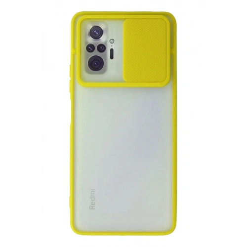 Mey İthalat®   Redmi Note 10 Pro Kılıf Palm Buzlu Kamera Sürgülü Silikon - Sarı