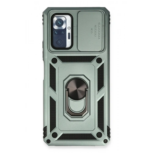 Mey İthalat®   Redmi Note 10 Pro Kılıf Pars Lens Yüzüklü Silikon - Yeşil