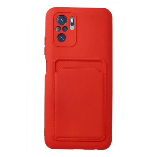 Mey İthalat®   Redmi Note 10S Kılıf Kelvin Kartvizitli Silikon - Kırmızı